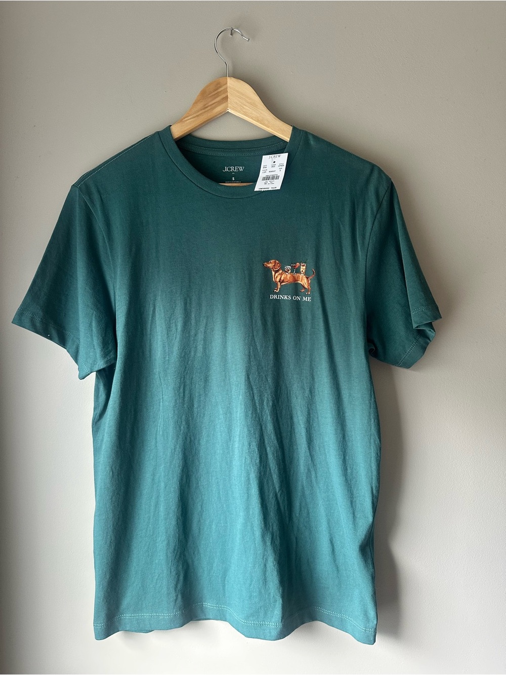 J. Crew Teal Short-Sleeve Tee with Dachshund Graphic